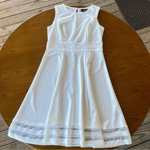 Liz Claiborne White Mesh cut out A line Midi Dress Sleeveless